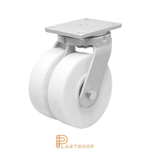 [P2001768] Double link wheel without brake, plate, wheel diameter 150 mm, building height 212 mm, hard wheel in solid PA6 C, 3000 kg load capacity, double ball bearings