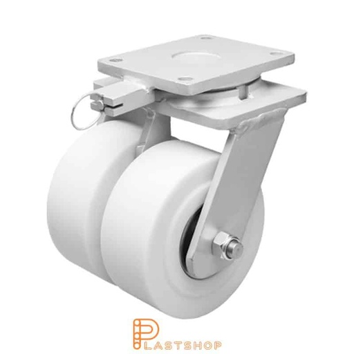 [P2001849] Double link wheel without brake, plate, wheel diameter 250 mm, building height 314 mm, hard wheel in solid PA6 C, 5000 kg load capacity, double ball bearings