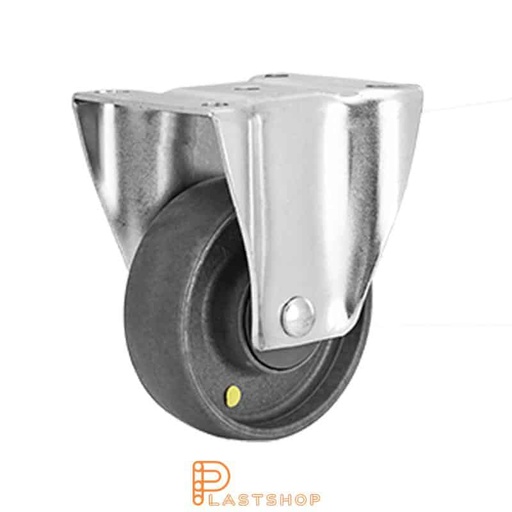 [P2000531] Elektriskt ledande fast bygel, platta, hjuldiameter 125 mm, bygghöjd 157 mm, hårt hjul i massiv PA6, 170 kg bärighet, kullager