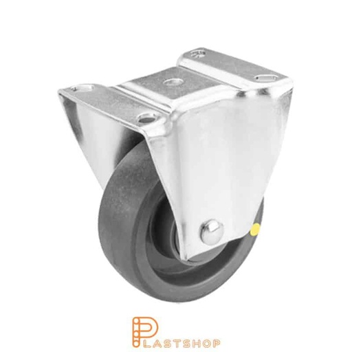 [P2000539] Elektriskt ledande fast bygel, platta, hjuldiameter 125 mm, bygghöjd 157 mm, nav i PA6 med mjuk bana i PUR i grå färg. 160 kg bärighet, kullager