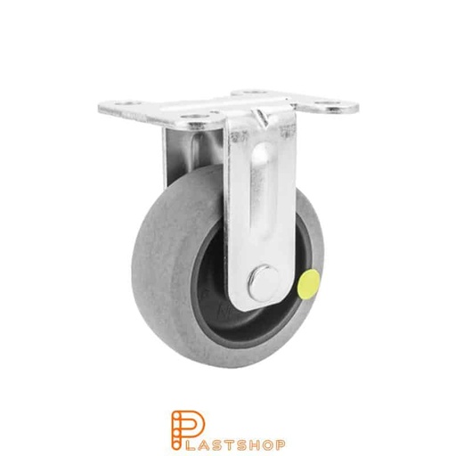 [P2000231] Elektriskt ledande fast bygel, platta, hjuldiameter 50 mm, bygghöjd 66 mm, nav i PP med mjuk bana i TPE i grå färg. 40 kg bärighet, glidlager