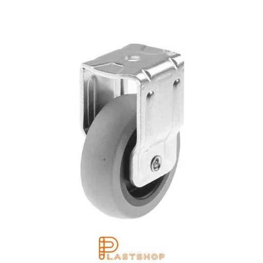 [P2000234] Fixed bracket, centre hole, wheel diameter 75 mm, construction height 98 mm, hub in PP with soft running surface in TPE in grey color. 55 kg load capacity, plain bearing