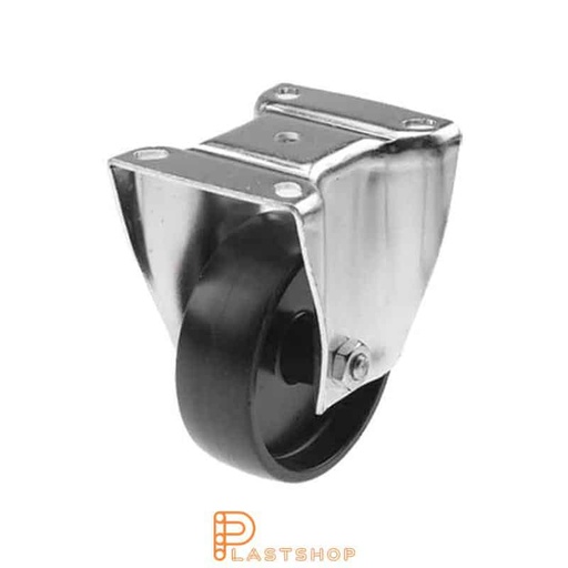 [P2000516] Soporte fijo, placa, diámetro de la rueda 100 mm, altura de construcción 132 mm, rueda dura en PP macizo, 150 kg de carga, cojinetes deslizantes