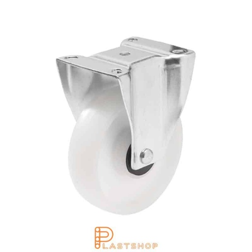 [P2000518] Fixed bracket, flat, wheel diameter 100 mm, construction height 132 mm, hard wheel in solid PP, 170 kg load capacity, ball bearing