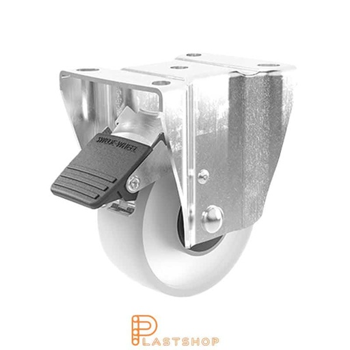 [P2000527] Soporte fijo, placa, diámetro de la rueda 100 mm, altura de construcción 132 mm, rueda dura en PP macizo, 170 kg de carga, cojinetes de bolas