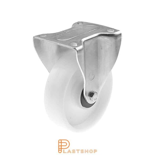 [P2000500] Soporte fijo, placa, diámetro de la rueda 125 mm, altura de construcción 156 mm, rueda dura en PP macizo, 160 kg de carga, cojinetes de bolas