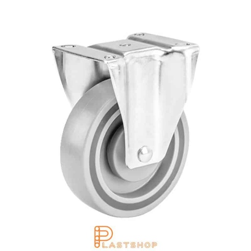 [P2000544] Fixed bracket, flat, wheel diameter 125 mm, construction height 157 mm, hard wheel in solid PP, 200 kg load capacity, ball bearing