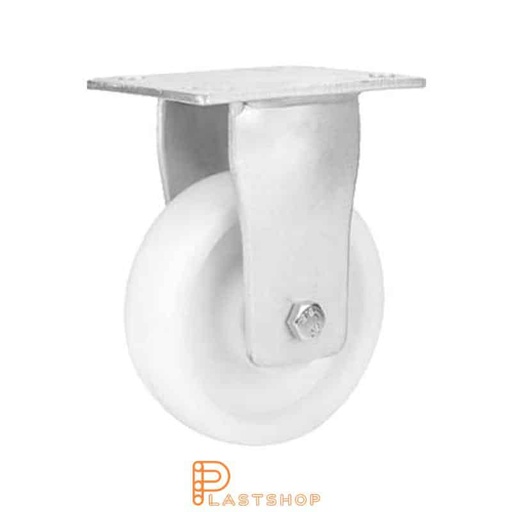 [P2001657] Fast bygel, platta, hjuldiameter 150 mm, bygghöjd 200 mm, hårt hjul i massiv PA6, 750 kg bärighet, dubbla kullager