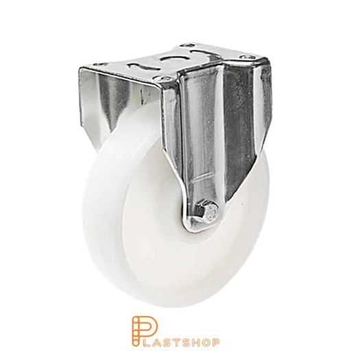 [P2001513] Fixed bracket, flat, wheel diameter 160 mm, construction height 199 mm, hard wheel in solid PA6, 300 kg load capacity, double ball bearing