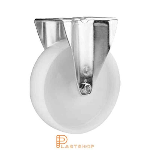 [P2000560] Fixed bracket, flat, wheel diameter 200 mm, construction height 235 mm, hard wheel in solid PA6, 400 kg load capacity, plain bearing