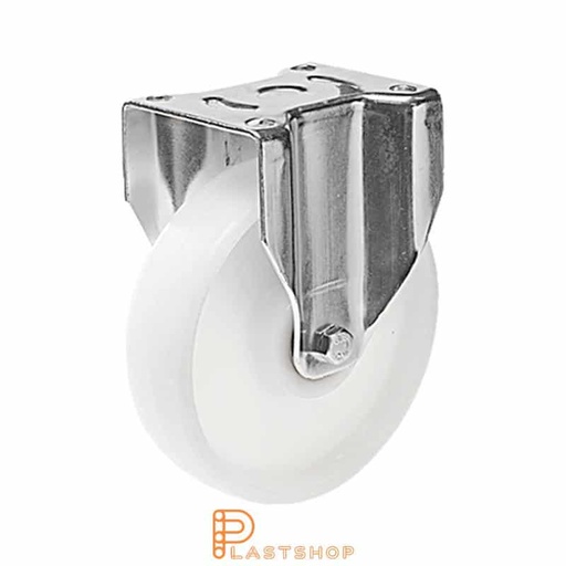 [P2001522] Fixed bracket, flat, wheel diameter 200 mm, construction height 239 mm, hard wheel in solid PA6, 500 kg load capacity, plain bearing