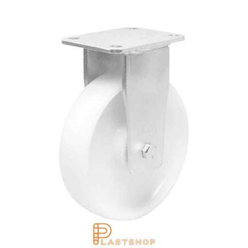 [P2001668] Fast bygel, plat, hjuldiameter 200 mm, byggehøyde 245 mm, hardt hjul i massiv PA6, 1000 kg bæreevne, doble kulelager