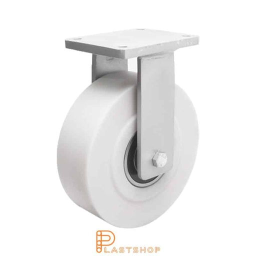 [P2001709] Fixed bracket, flat, wheel diameter 200 mm, construction height 264 mm, hard wheel in solid PA6, 3000 kg load capacity, double ball bearing