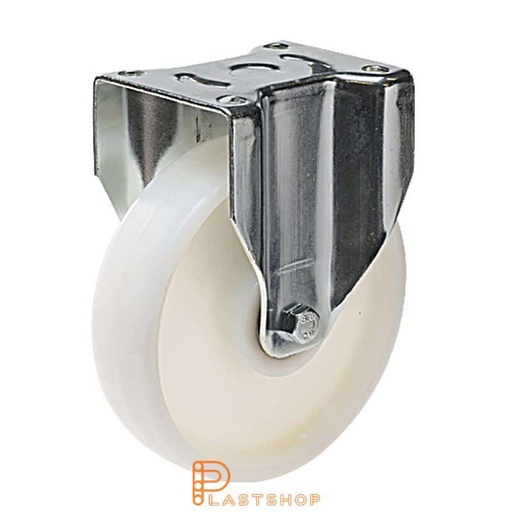 [P2001535] Fixed bracket, flat, wheel diameter 250 mm, construction height 292 mm, hard wheel in solid PA6, 800 kg load capacity, double ball bearing