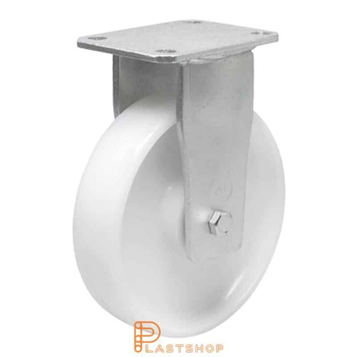 [P2001684] Fast bygel, plat, hjuldiameter 250 mm, byggehøyde 300 mm, hardt hjul i massiv PA6, 800 kg bæreevne, doble kulelager