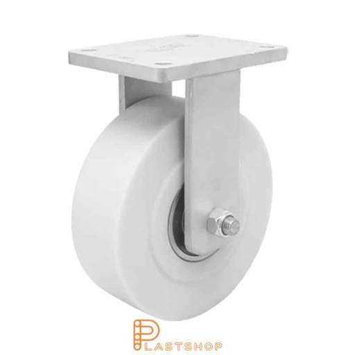 [P2001737] Fixed bracket, flat, wheel diameter 250 mm, construction height 314 mm, hard wheel in solid PA6, 5000 kg load capacity, double ball bearing