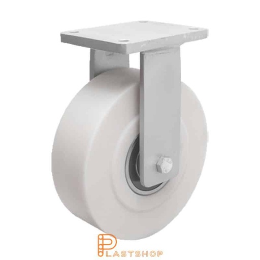 [P2001713] Fast bygel, plat, hjuldiameter 300 mm, byggehøyde 365 mm, hardt hjul i massiv PA6 C, 3000 kg bæreevne, doble kulelager