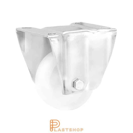 [P2001109] Soporte fijo, placa, diámetro de la rueda 80 mm, altura de construcción 108 mm, rueda dura en PP macizo, 120 kg de carga, cojinetes deslizantes