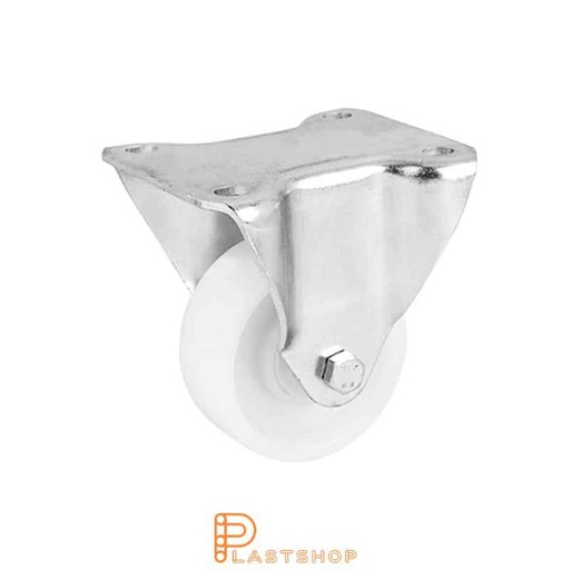 [P2000479] Fast bygel, plat, hjuldiameter 80 mm, byggehøyde 111 mm, hardt hjul i massiv PA6, 300 kg bæreevne, kulelager