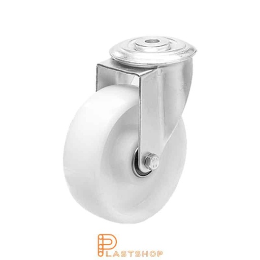 [P2000918] Link wheel without brake, center hole, wheel diameter 125 mm, building height 155 mm, hard wheel in solid PA6, 180 kg load capacity, double ball bearings