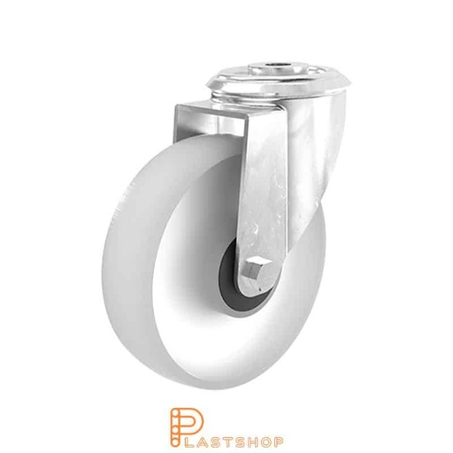 [P2000917] Link wheel without brake, center hole, wheel diameter 125 mm, building height 155 mm, hard wheel in solid PA6, 180 kg load capacity, ball bearings