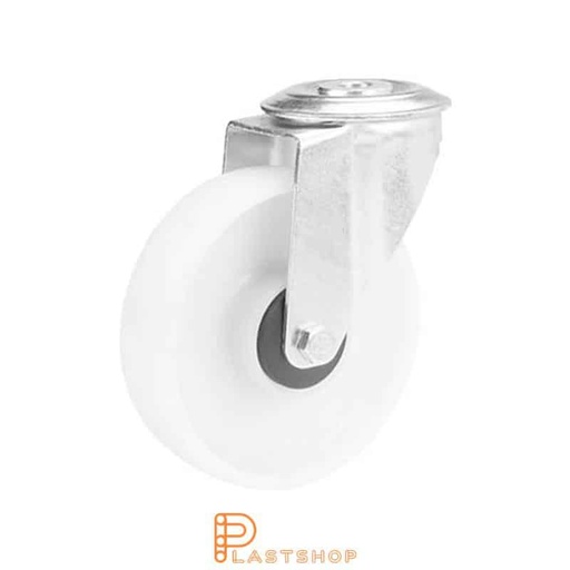 [P2000927] Link wheel without brake, center hole, wheel diameter 125 mm, building height 155 mm, hard wheel in solid PP, 160 kg load capacity, ball bearings