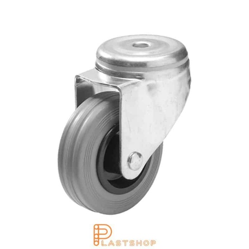 [P2000659] Link wheel without brake, center hole, wheel diameter 125 mm, building height 157 mm, hub in PP with soft track in rubber in gray color. 100 kg load capacity, roller bearings