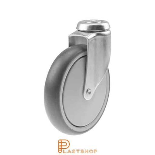 [P2000346] Link wheel without brake, center hole, wheel diameter 150 mm, building height 185 mm, hub in PP with soft track in TPE in gray color. 100 kg load capacity, ball bearings