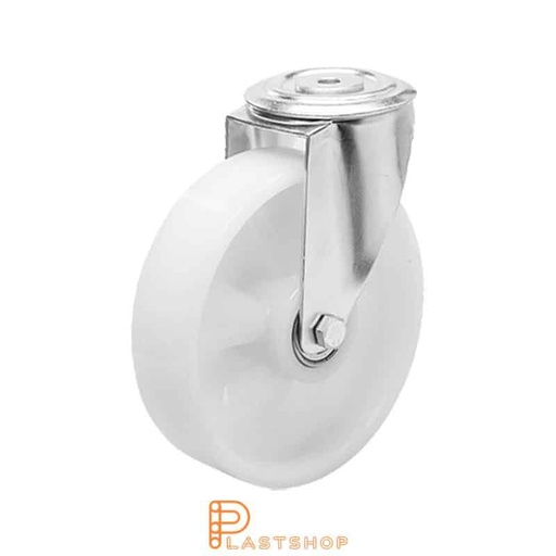 [P2000996] Link wheel without brake, center hole, wheel diameter 160 mm, building height 195 mm, hard wheel in solid PA6, 300 kg load capacity, double ball bearings