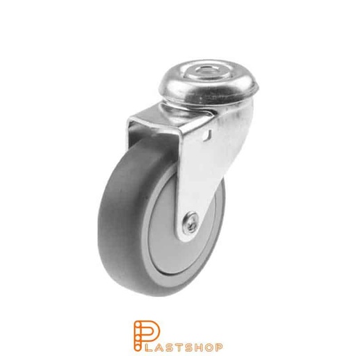 [P2000127] Link wheel without brake, center hole, wheel diameter 75 mm, building height 98 mm, hub in PP with soft track in TPE in gray color. 70 kg load capacity, ball bearings