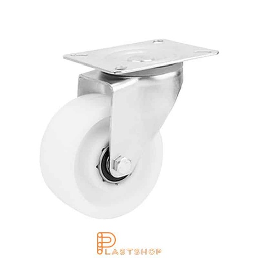 [P2000882] Rueda de enlace sin freno, placa, diámetro de la rueda 100 mm, altura de construcción 128 mm, rueda dura en PA6 macizo, 150 kg de carga, rodamientos de bolas dobles