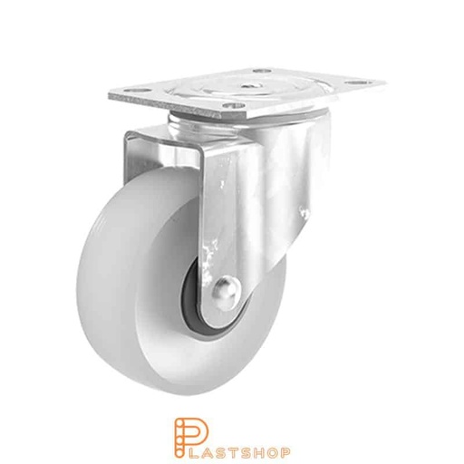 [P2000610] Link wheel without brake, plate, wheel diameter 100 mm, building height 132 mm, hard wheel in solid PA6, 200 kg load capacity, ball bearing