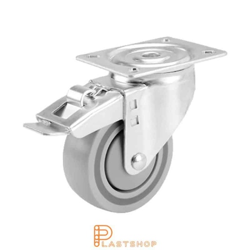 [P2000652] Link wheel without brake, plate, wheel diameter 100 mm, building height 132 mm, hard wheel in solid PP, 160 kg load capacity, ball bearing