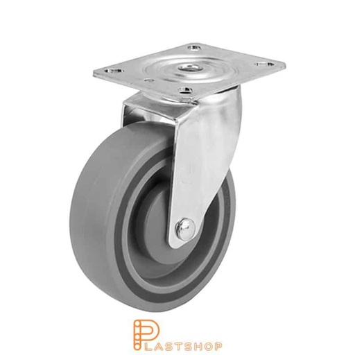 [P2000422] Rueda de enlace sin freno, placa, diámetro de la rueda 125 mm, altura de construcción 157 mm, rueda dura en PP macizo, 140 kg de carga, rodamientos de bolas