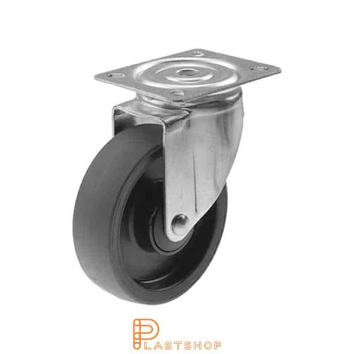 [P2000699] Link wheel without brake, plate, wheel diameter 125 mm, building height 157 mm, hub in PA6 with soft band in PUR in grå. 225 kg load capacity, ball bearing