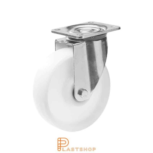 [P2001362] Rueda de enlace sin freno, placa, diámetro de la rueda 125 mm, altura de construcción 164 mm, rueda dura en PA6 macizo, 750 kg de carga, rodamientos de bolas dobles