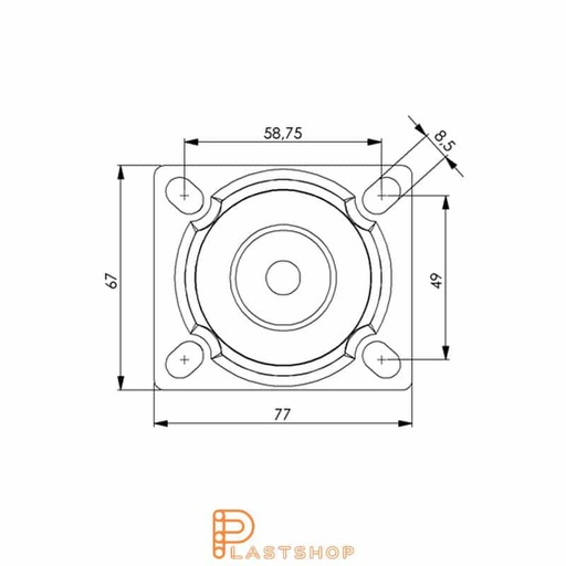 [P2001928] Link wheel without brake, plate, wheel diameter 125 mm, building height 167 mm, hub in PP with soft band in TPE in grå. 100 kg load capacity, ball bearing