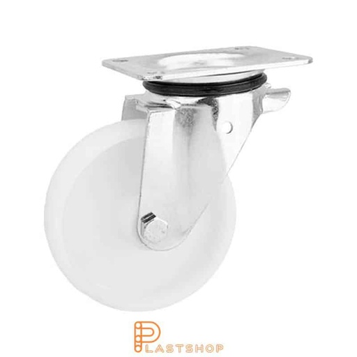 [P2001222] Link wheel without brake, plate, wheel diameter 150 mm, building height 191 mm, hard wheel in solid PA6, 400 kg load capacity, slide bearing