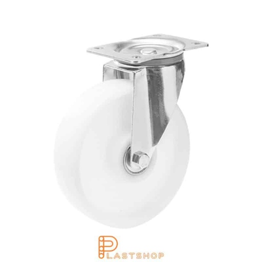 [P2000987] Link wheel without brake, plate, wheel diameter 150 mm, building height 195 mm, hard wheel in solid PA6, 350 kg load capacity, double ball bearing