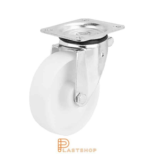 [P2001235] Link wheel without brake, plate, wheel diameter 160 mm, building height 196 mm, hard wheel in solid PA6, 350 kg load capacity, roller bearing