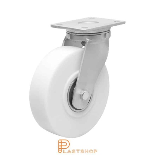 [P2001600] Link wheel without brake, plate, wheel diameter 200 mm, building height 245 mm, hard wheel in solid PA6 C, 1500 kg load capacity, double ball bearing