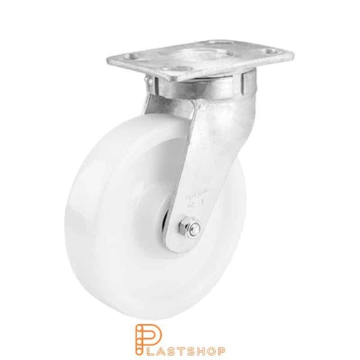 [P2001599] Link wheel without brake, plate, wheel diameter 200 mm, building height 250 mm, hard wheel in solid PA6, 1000 kg load capacity, double ball bearing