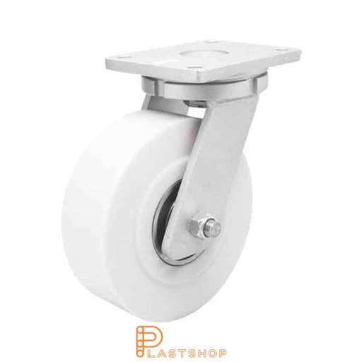 [P2001719] Lenkehjul uten bremse, plate, hjuldiameter 200 mm, byggehøyde 264 mm, hardt hjul i massiv PA6 C, 4500 kg bæreevne, doble kuleledd