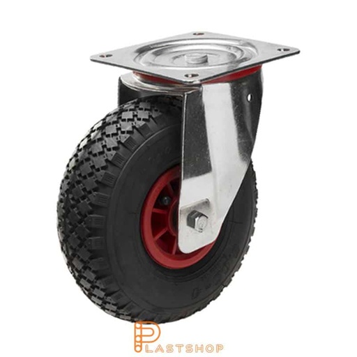 [P2001097] Link wheel without brake, flat, wheel diameter 260 mm, building height 295 mm, hub in PP with soft track in PUR foam in svart. 150 kg load capacity, roller bearings