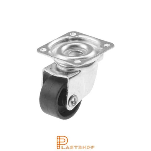 [P2000008] Rueda de enlace sin freno, placa, diámetro de la rueda 30 mm, altura de construcción 45,5 mm, rueda dura en PP macizo, 40 kg de carga, rodamientos de deslizamiento