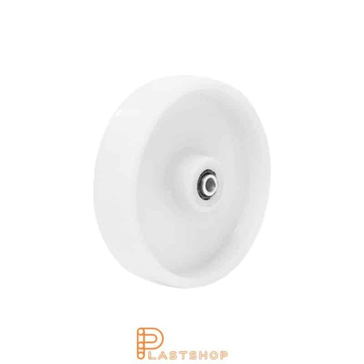 [P2002011] Hjul 100 mm, 150 kg bæreevne, i massiv PP i hvit farge, rullelager
