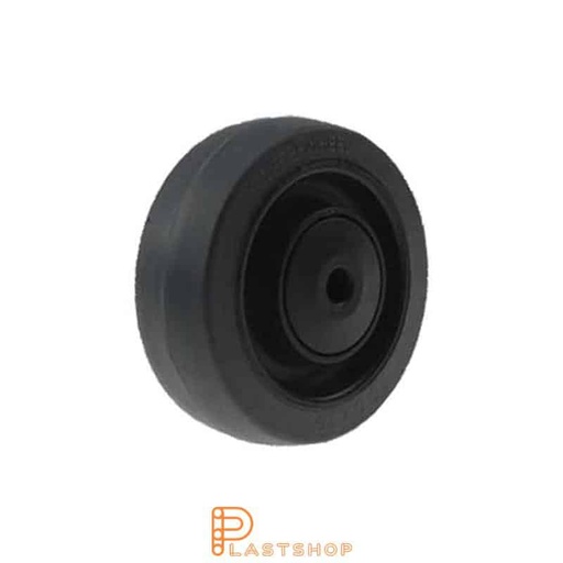 [P2002160] Hjul 100 mm, 225 kg bæreevne, med nav i PA6 og myk bane i ElastoGum i grå farge, kulelager