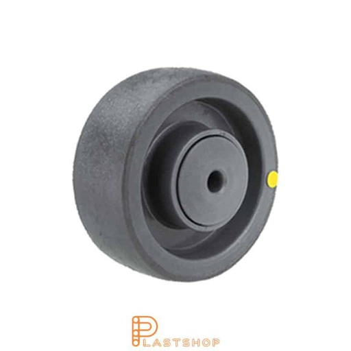 [P2002183] Wheel 125 mm, 160 kg capacity, with hub in PA6 and soft tread in PUR in gray color, ball bearing