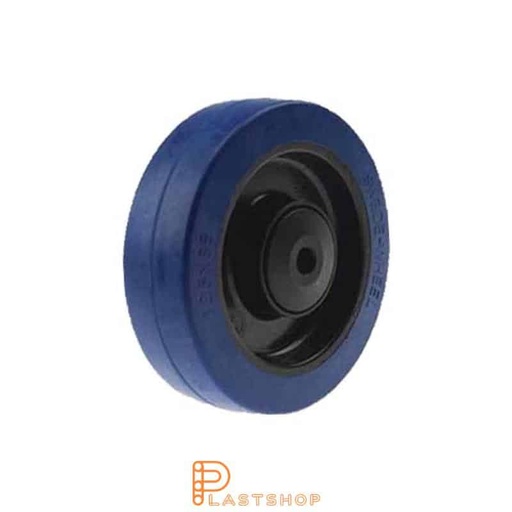 [P2002188] Wheel 125 mm, 225 kg load capacity, with hub in PA6 and soft track in ElastoGum in blue color, ball bearing