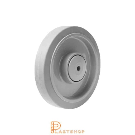 [P2002189] Rueda 125 mm, 225 kg de carga, con eje en PA6 y banda suave en ElastoGum en color gris, cojinete de bolas